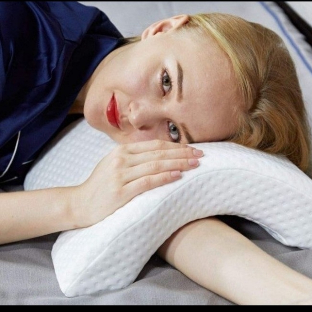 White Ergonomic Back Neck Office Travel Memory Foam Pillow w/ Gifts